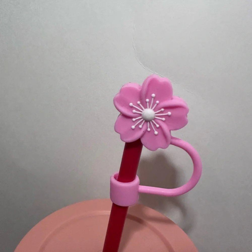Stanley/Starbucks Cherry Blossoms Straw Cover/Topper ~Pink and White - Picture 2 of 4